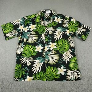 Pacific Legend Shirt Mens Size XL Black Floral Hawaiian Button Up Short Sleeve